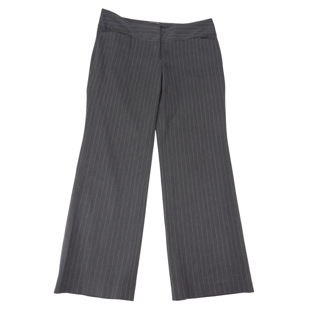Express Editor Gray Pinstripe Wide Leg Dress Pants Womens 14L Tall Professional